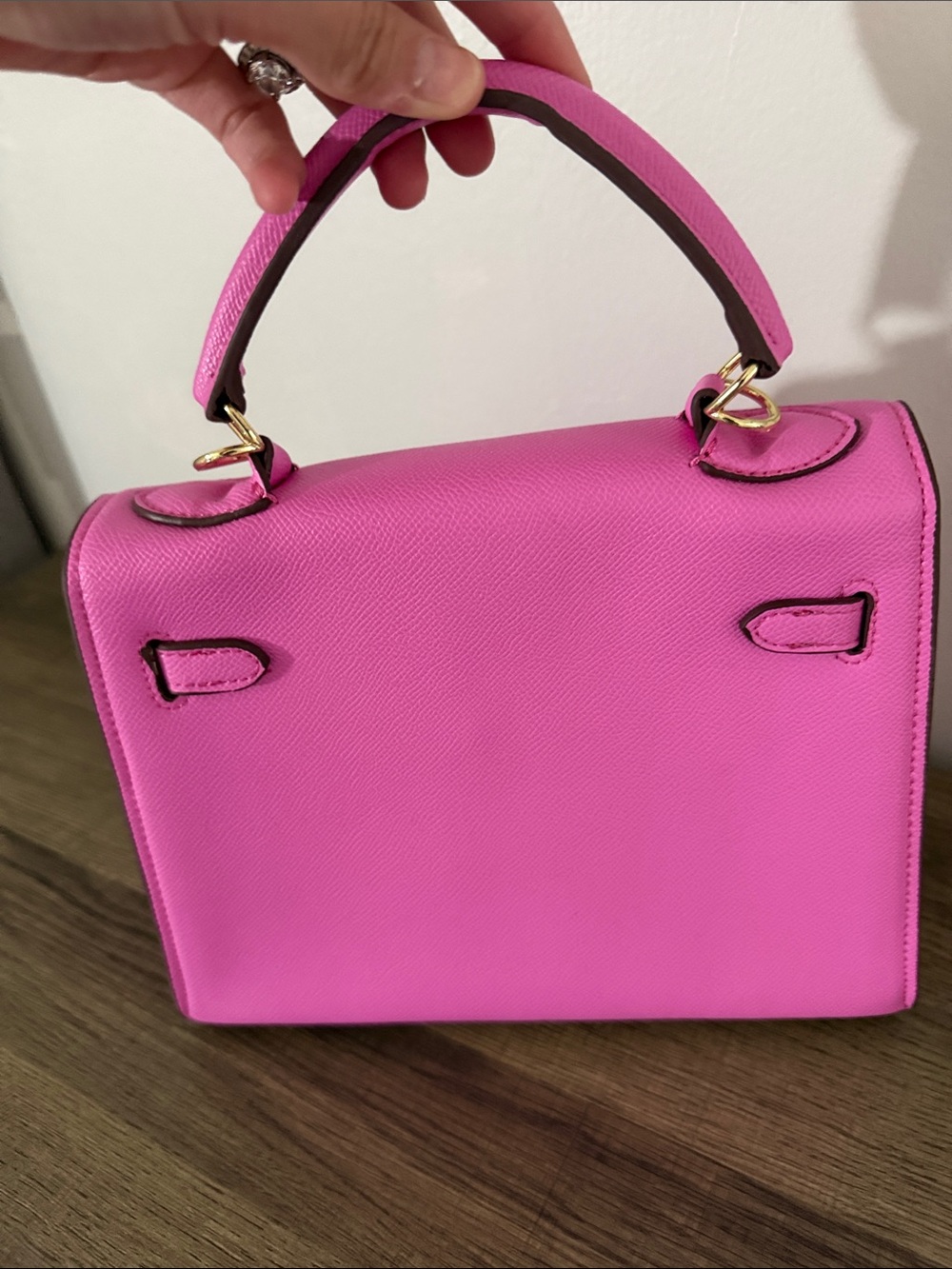 Pink Top-Handle Women’s Handbag with Gold Hardware - Picture 5 of 9